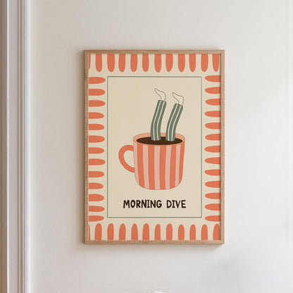 Funny Coffee Poster, Quirky Kitchen Wall Art, Coffee Station Decor, Good Morning Print MR21