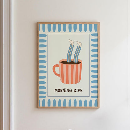 Funny Coffee Poster, Quirky Kitchen Wall Art, Coffee Station Decor, Good Morning Print MR21