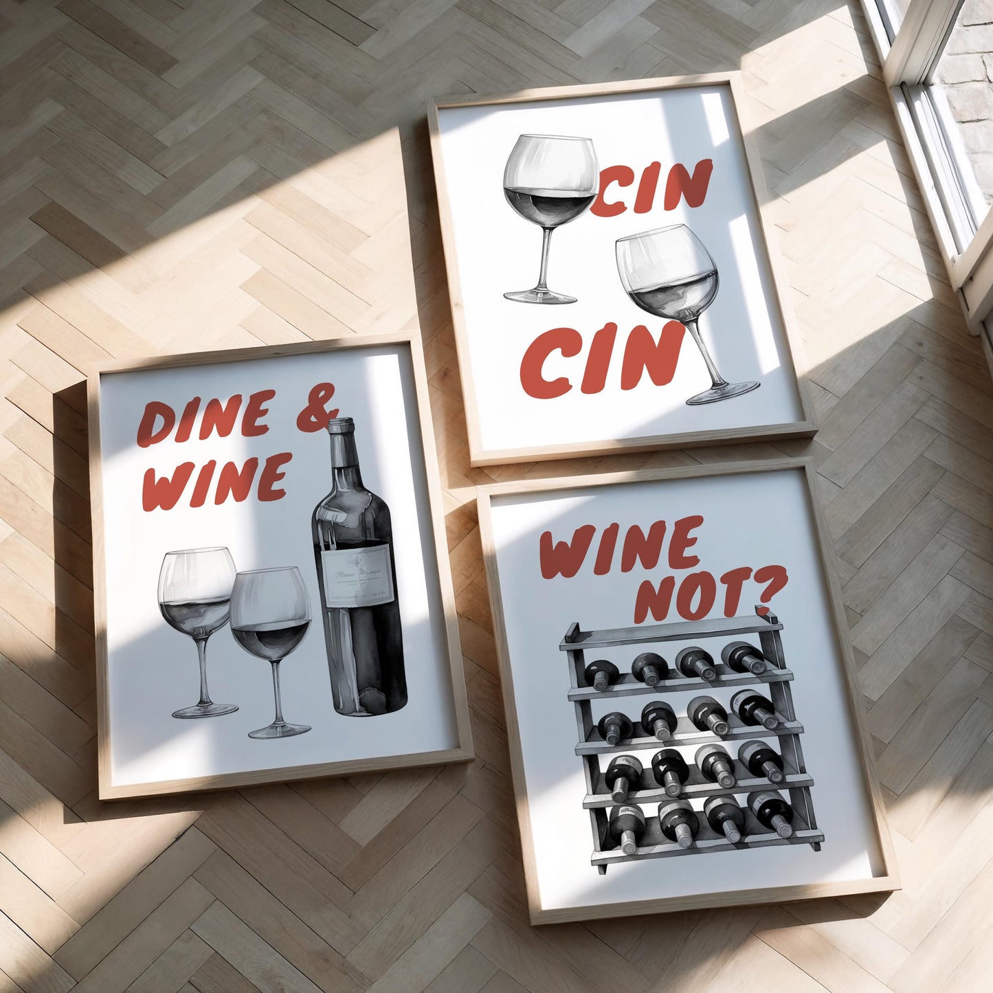 Funny Wine Art Print Set, Kitchen Bar Decor (Unframed) d132