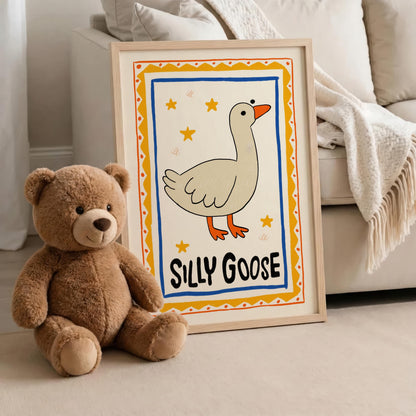 Silly Goose On The Loose Print, Goose Nursery Poster, Kids Room Decor MR6