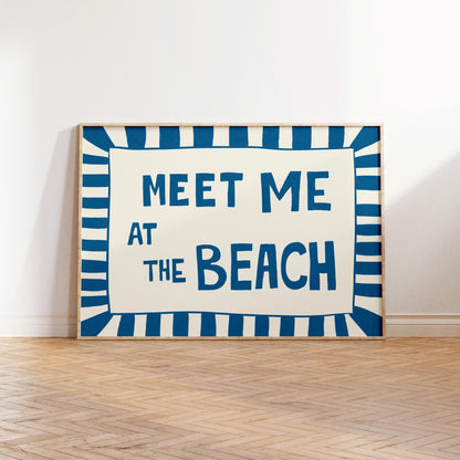 Meet Me at the Beach Print, Funny Coastal Typography Poster, Nautical Summer Art MR18