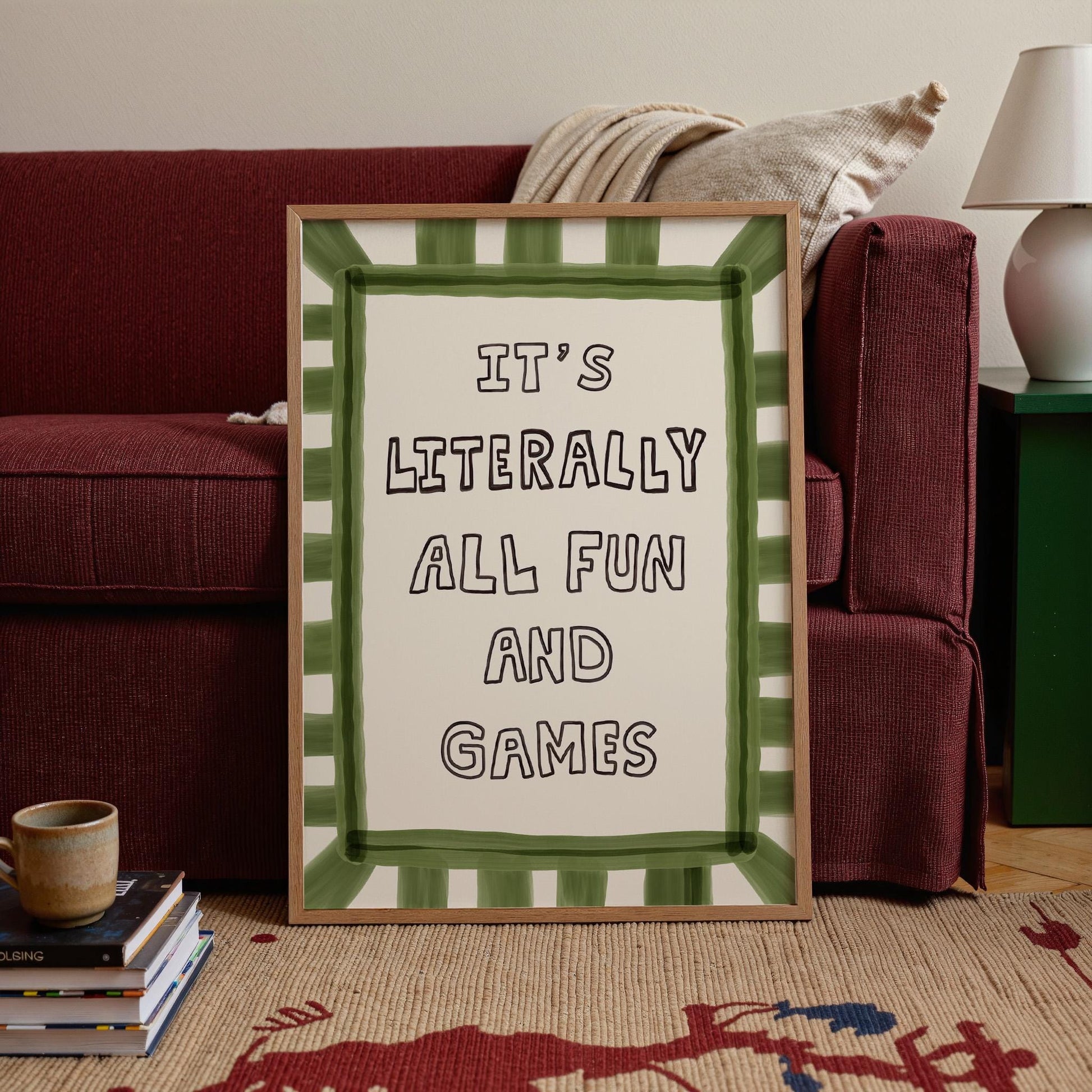 It’s Literally All Fun And Games Print, Dopamine Decor Hand-Drawn Typography Wall Art MR82