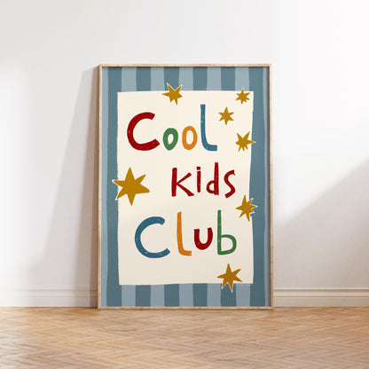 Cool Kids Club Print, Playroom Wall Decor, Nursery Typography, Retro Striped Room Poster MR69