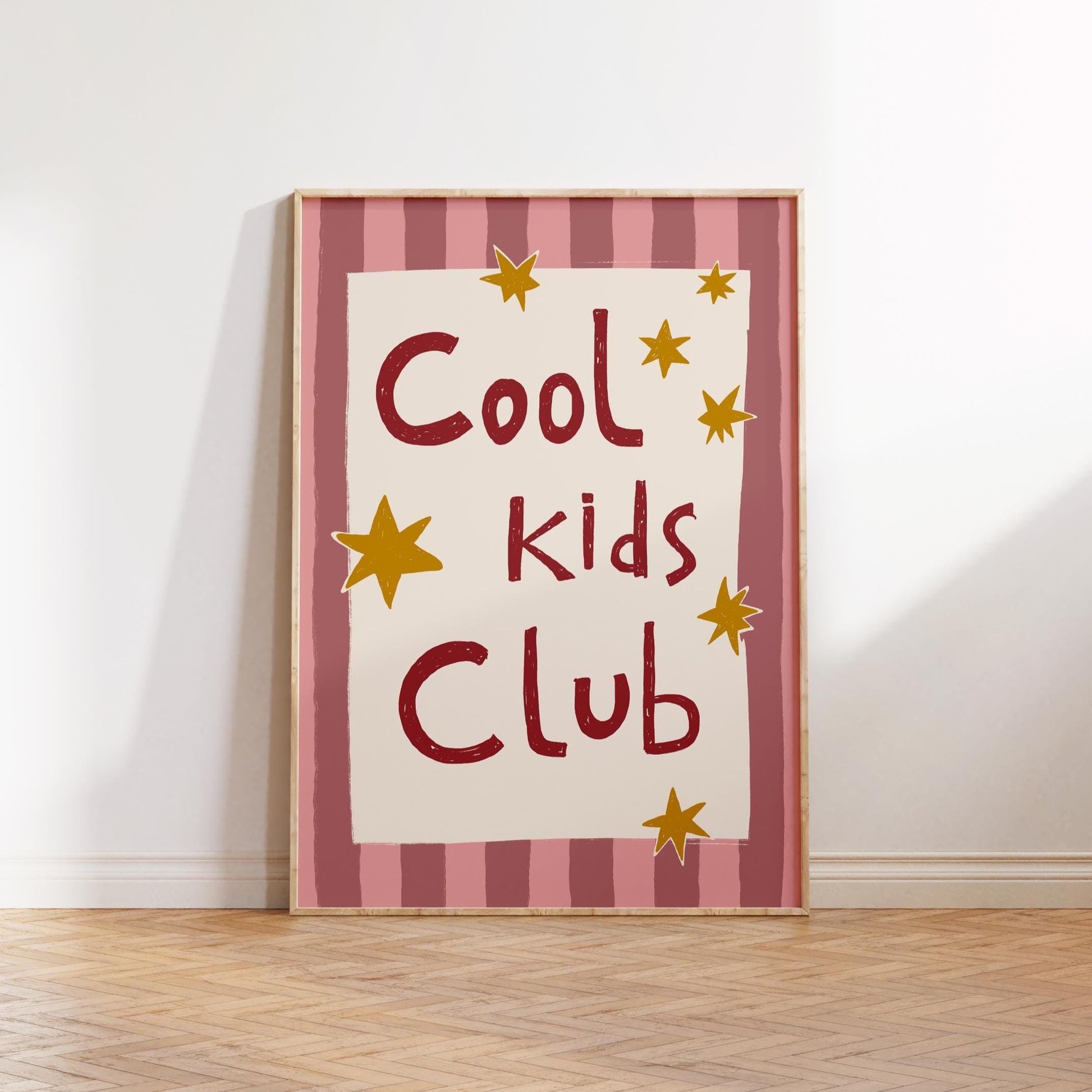 Cool Kids Club Print, Playroom Wall Decor, Nursery Typography, Retro Striped Room Poster MR69