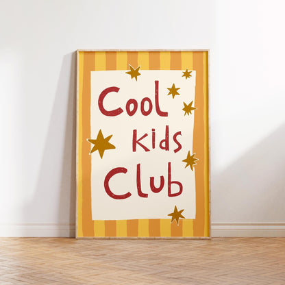 Cool Kids Club Print, Playroom Wall Decor, Nursery Typography, Retro Striped Room Poster MR69