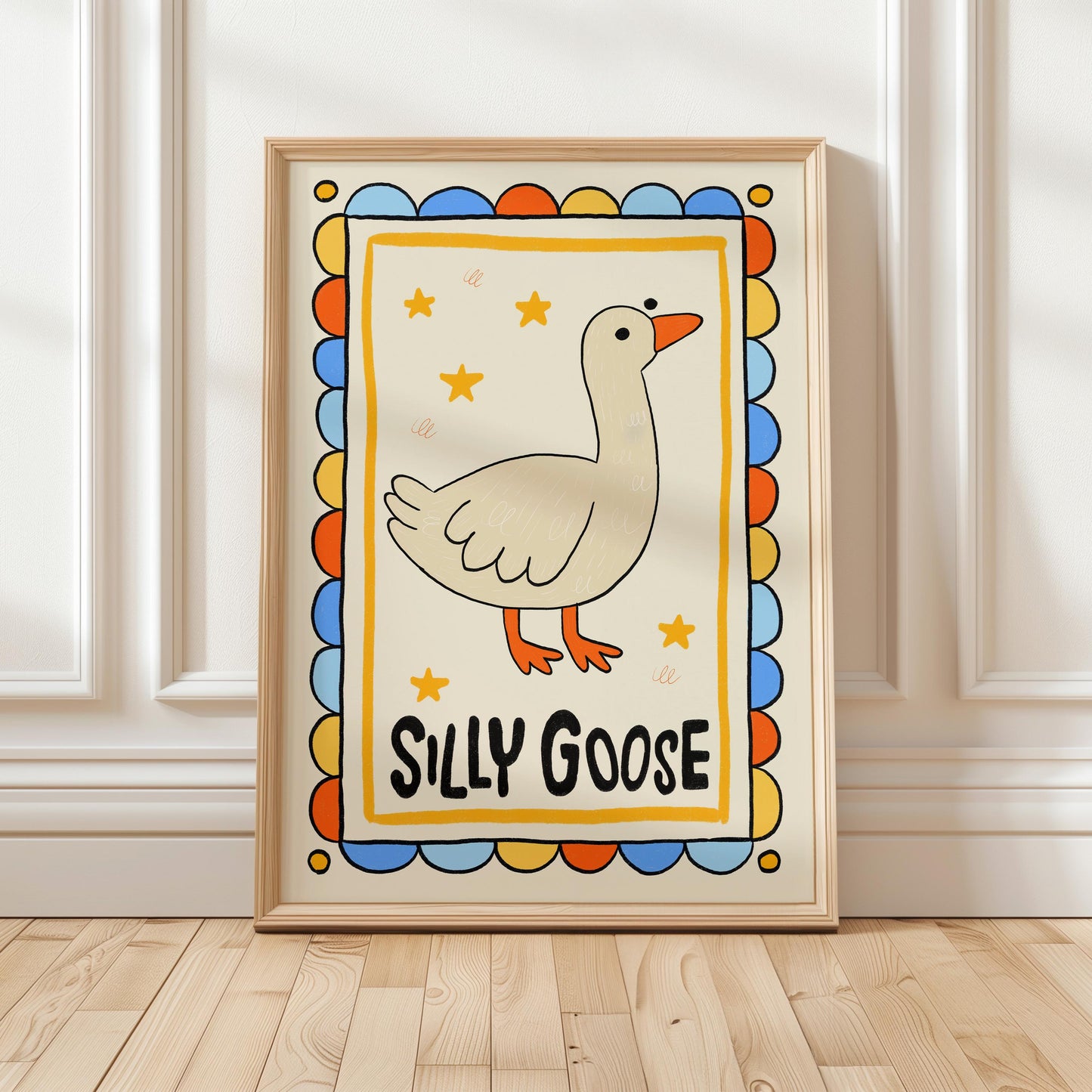 Silly Goose Nursery Print, Retro Animal Poster MR7