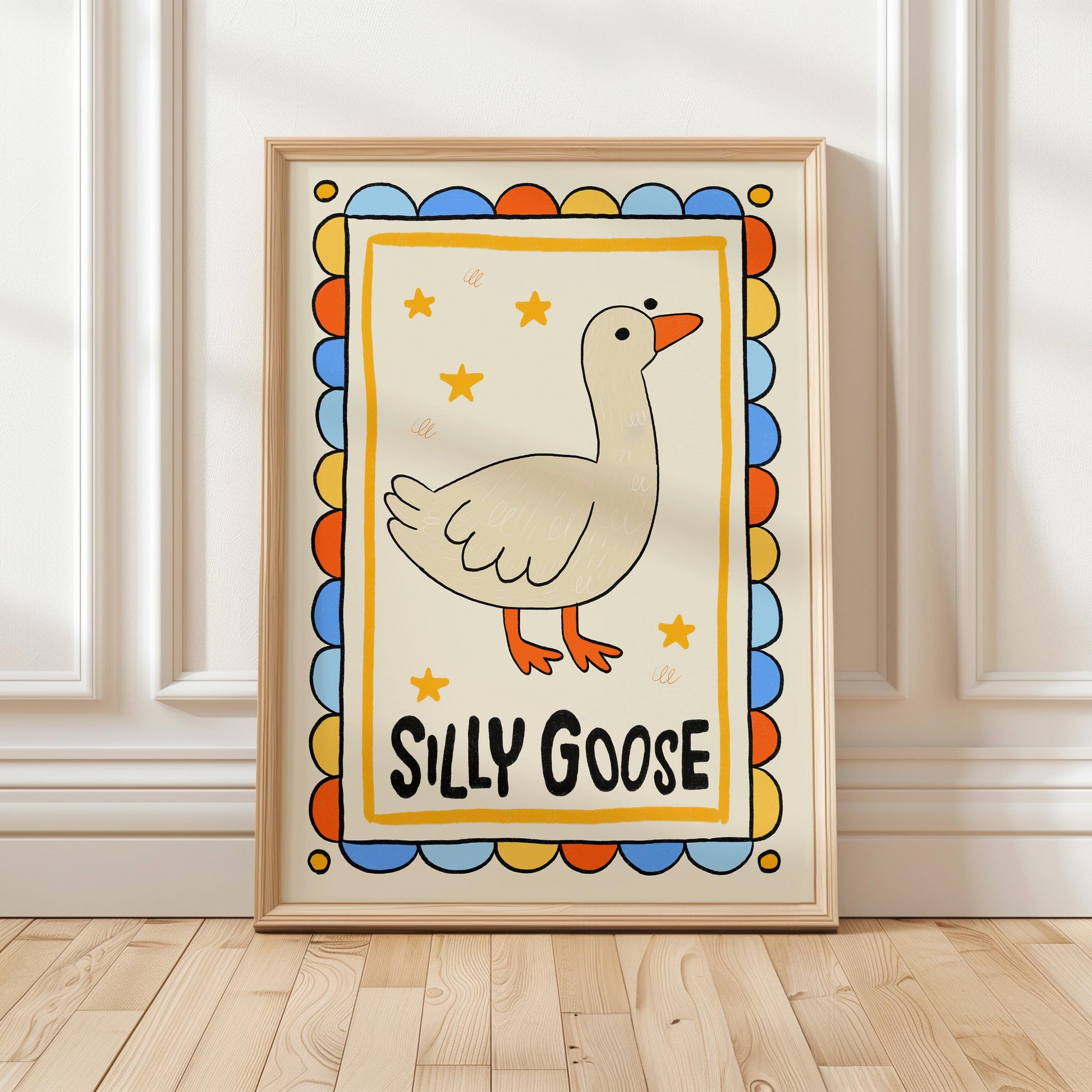 Silly Goose Nursery Print, Retro Animal Poster MR7