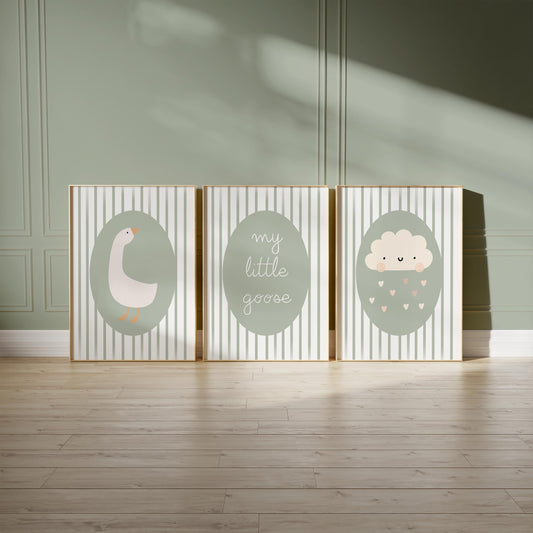 Goose Nursery Print Set – Scandinavian Baby Room Wall Art  N240
