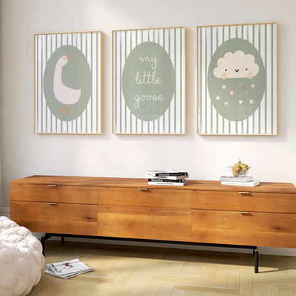 Goose Nursery Print Set – Scandinavian Baby Room Wall Art  N240