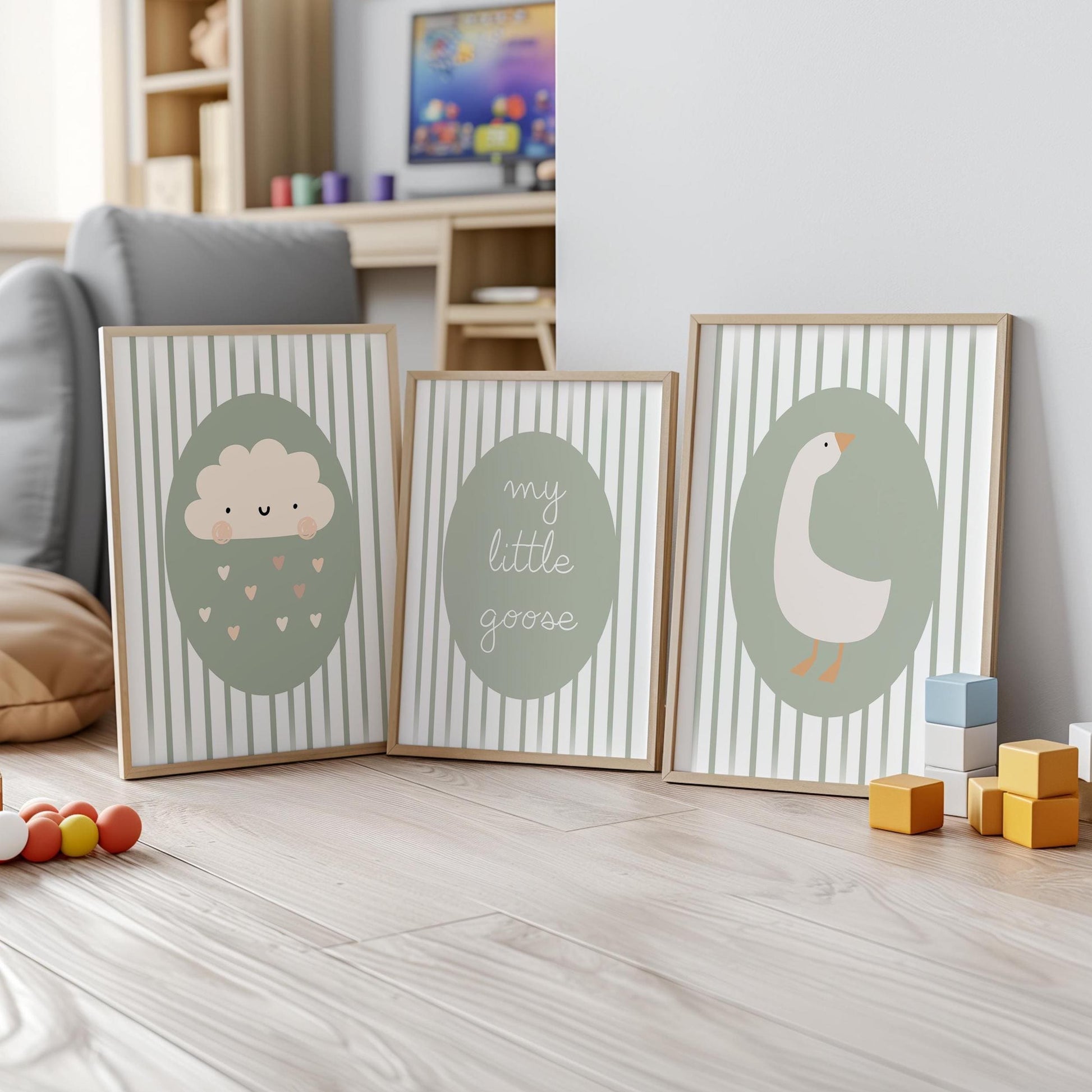 Goose Nursery Print Set – Scandinavian Baby Room Wall Art  N240