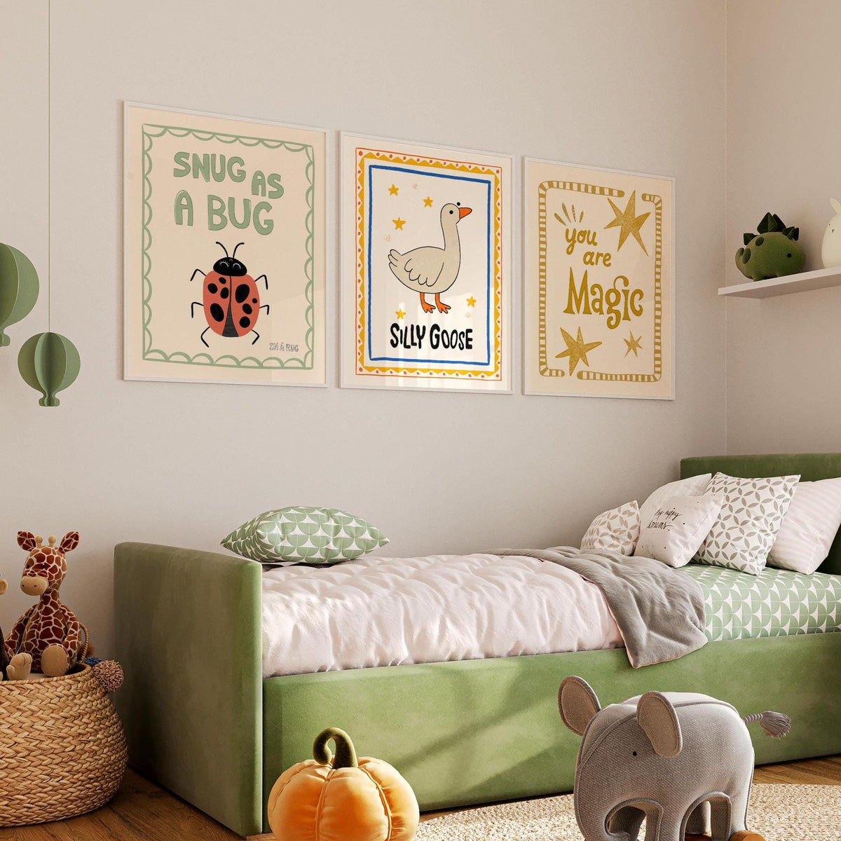Silly Goose Print, Snug As A Bug Nursery Decor, Quirky Wall, Trendy Magic Art, Rustic Art, Whimsical Kids