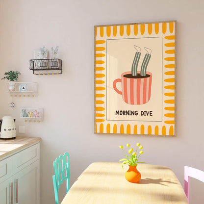 Funny Coffee Poster, Quirky Kitchen Wall Art, Coffee Station Decor, Good Morning Print MR21
