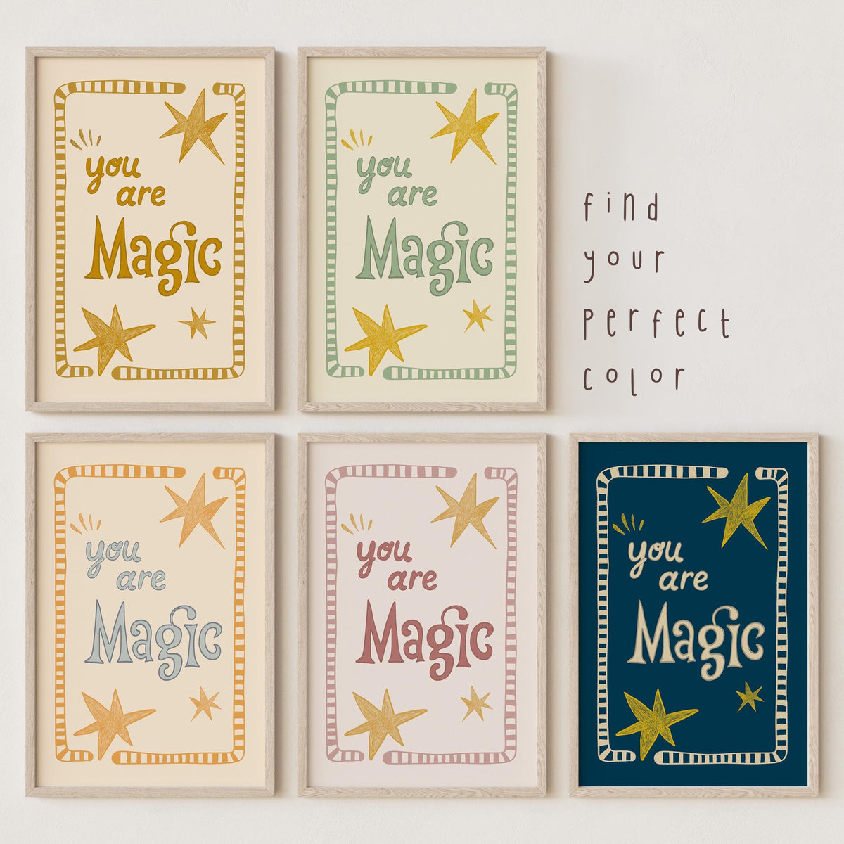 You Are Magic Print, Stars Kids Room Poster, Boho Nursery Wall Decor MR11
