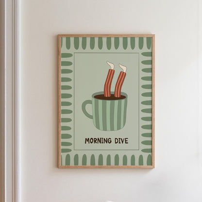 Funny Coffee Poster, Quirky Kitchen Wall Art, Coffee Station Decor, Good Morning Print MR21