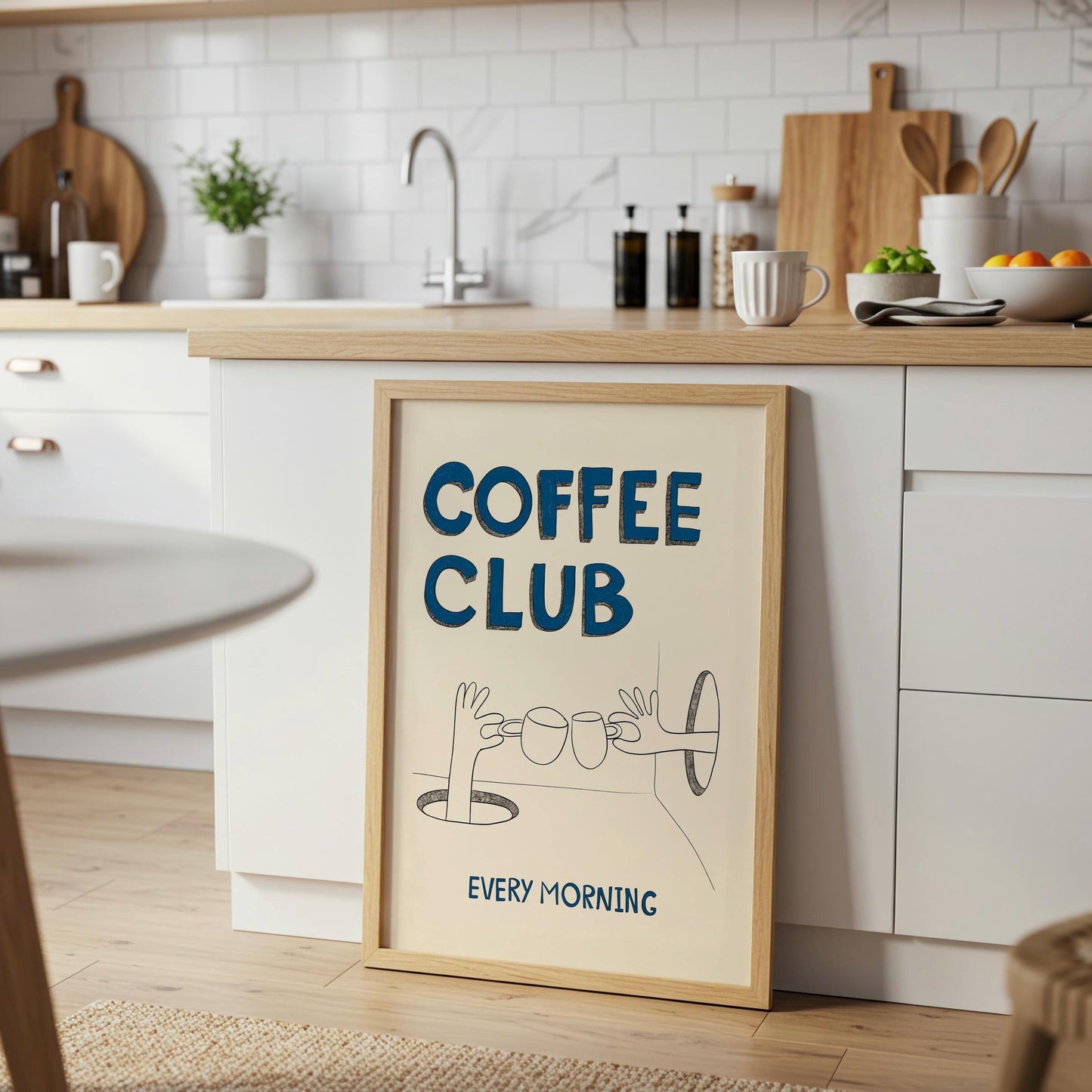 Coffee Club Poster – Hand Drawn Retro Kitchen Art (Physical Print) MR20