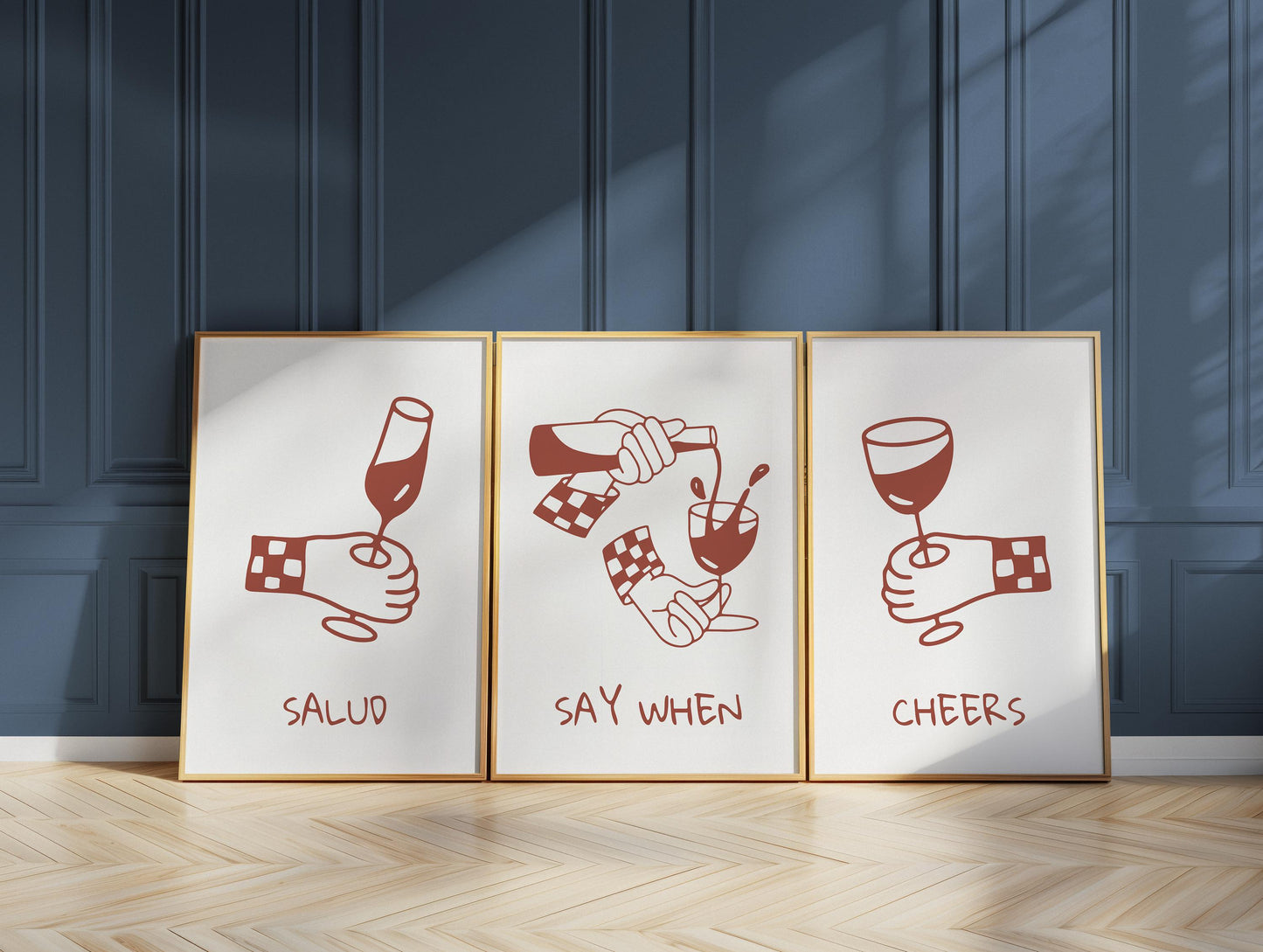 Minimalist Wine Art Print Set – Funny Bar & Kitchen Wall Decor D142