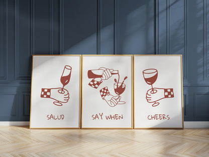 Minimalist Wine Art Print Set – Funny Bar & Kitchen Wall Decor D142