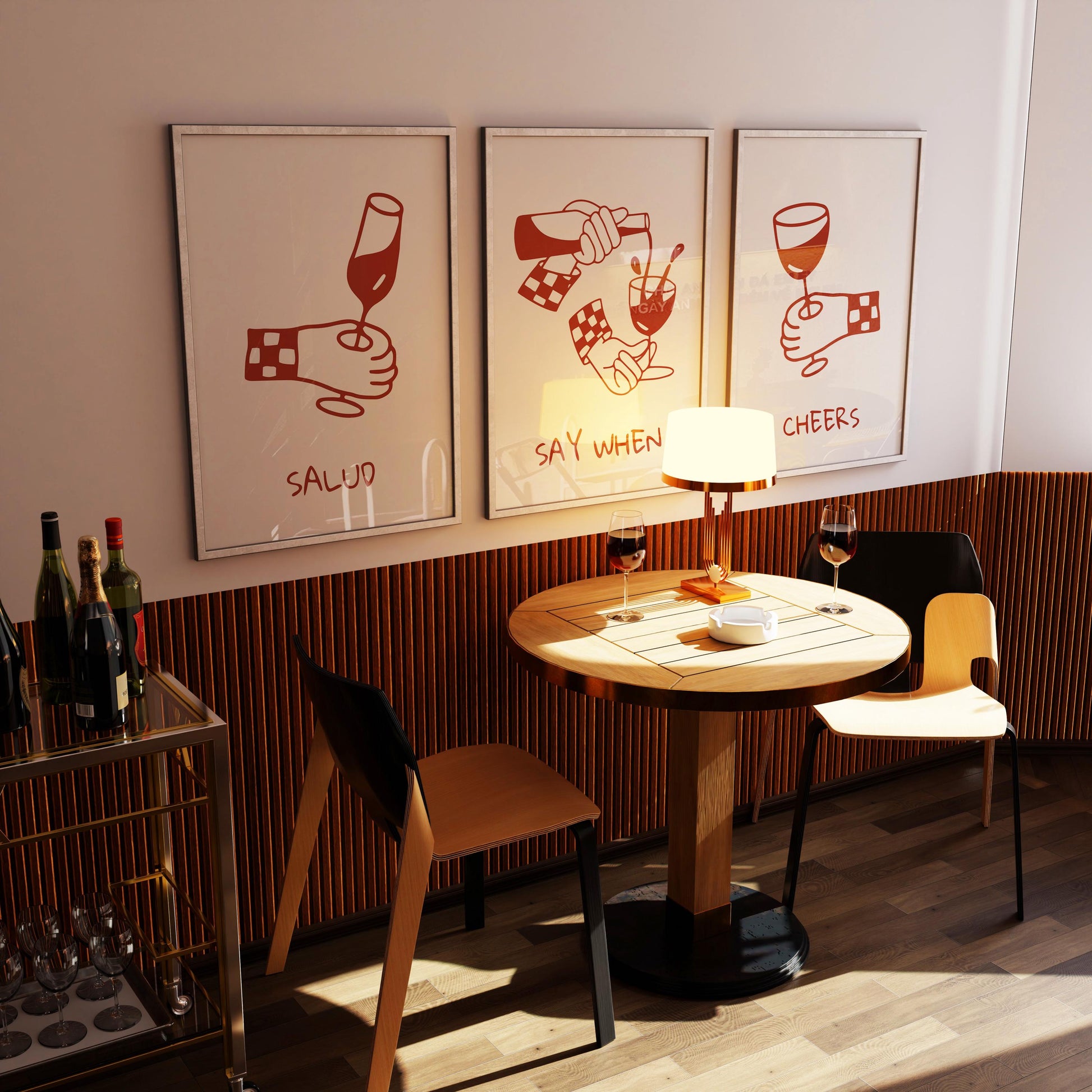 Minimalist Wine Art Print Set – Funny Bar & Kitchen Wall Decor D142