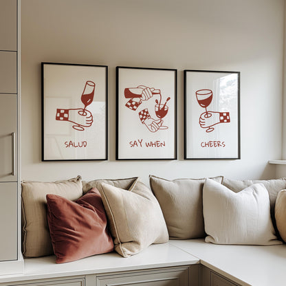 Minimalist Wine Art Print Set – Funny Bar & Kitchen Wall Decor D142