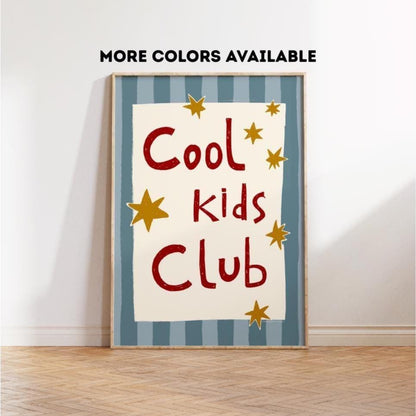 Cool Kids Club Print, Playroom Wall Decor, Nursery Typography, Retro Striped Room Poster MR69