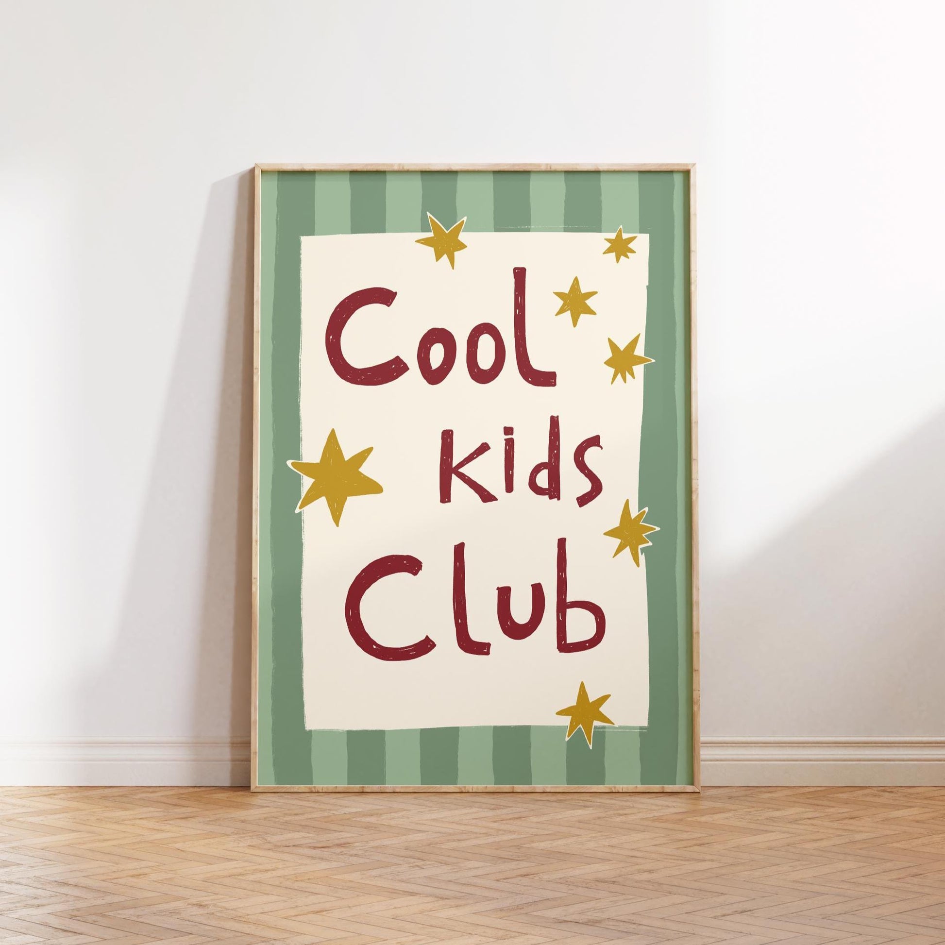 Cool Kids Club Print, Playroom Wall Decor, Nursery Typography, Retro Striped Room Poster MR69
