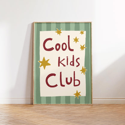 Cool Kids Club Print, Playroom Wall Decor, Nursery Typography, Retro Striped Room Poster MR69