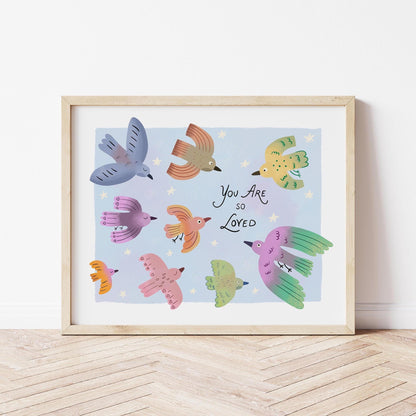 You Are So Loved Nursery Wall Art, Children's Bedroom Poster, Playroom Decor (MR70)