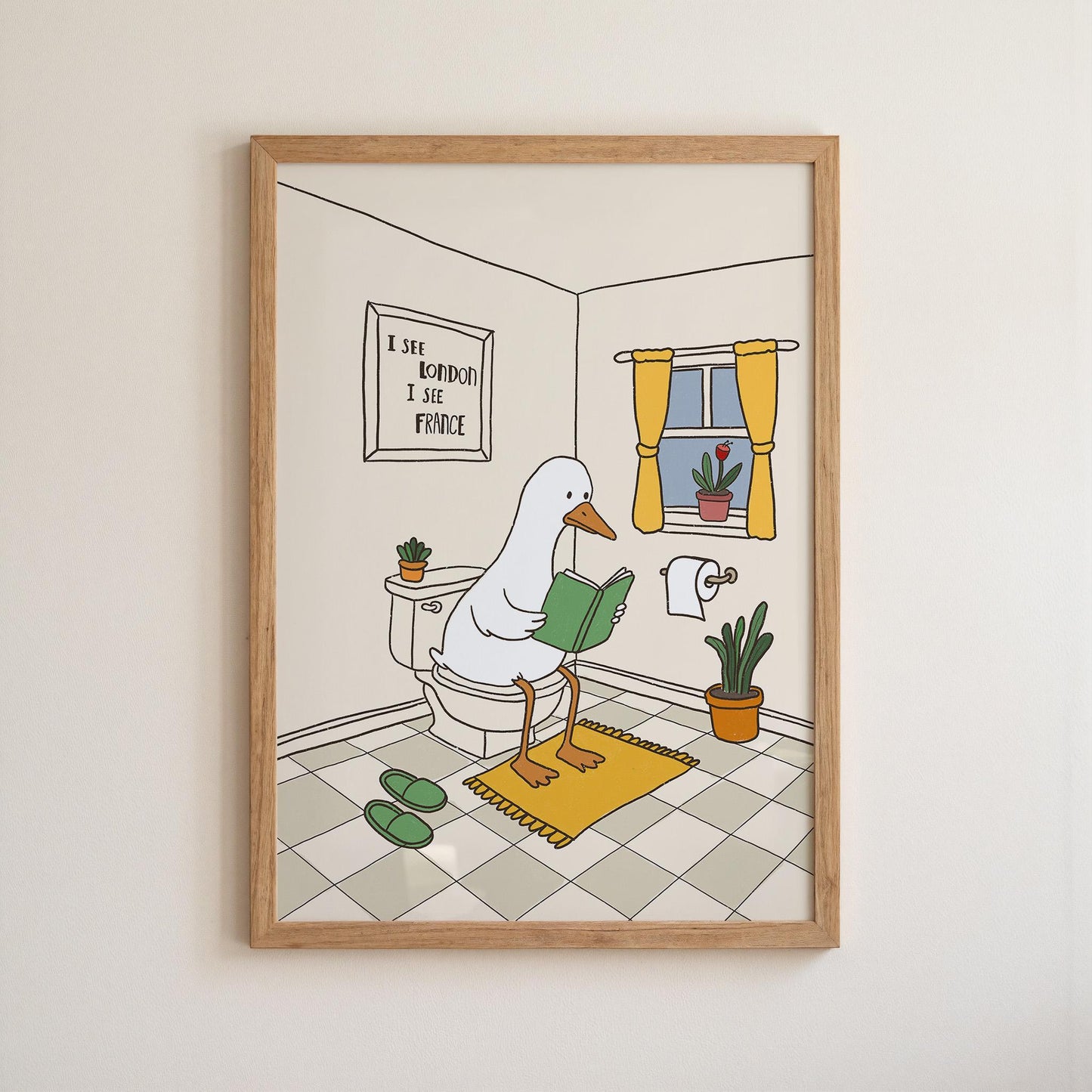 Funny Bathroom Print, Duck Wall Art, Cheeky Toilet Humor Decor MR72