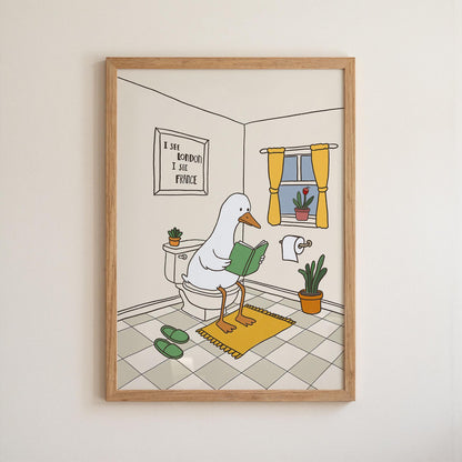 Funny Bathroom Print, Duck Wall Art, Cheeky Toilet Humor Decor MR72