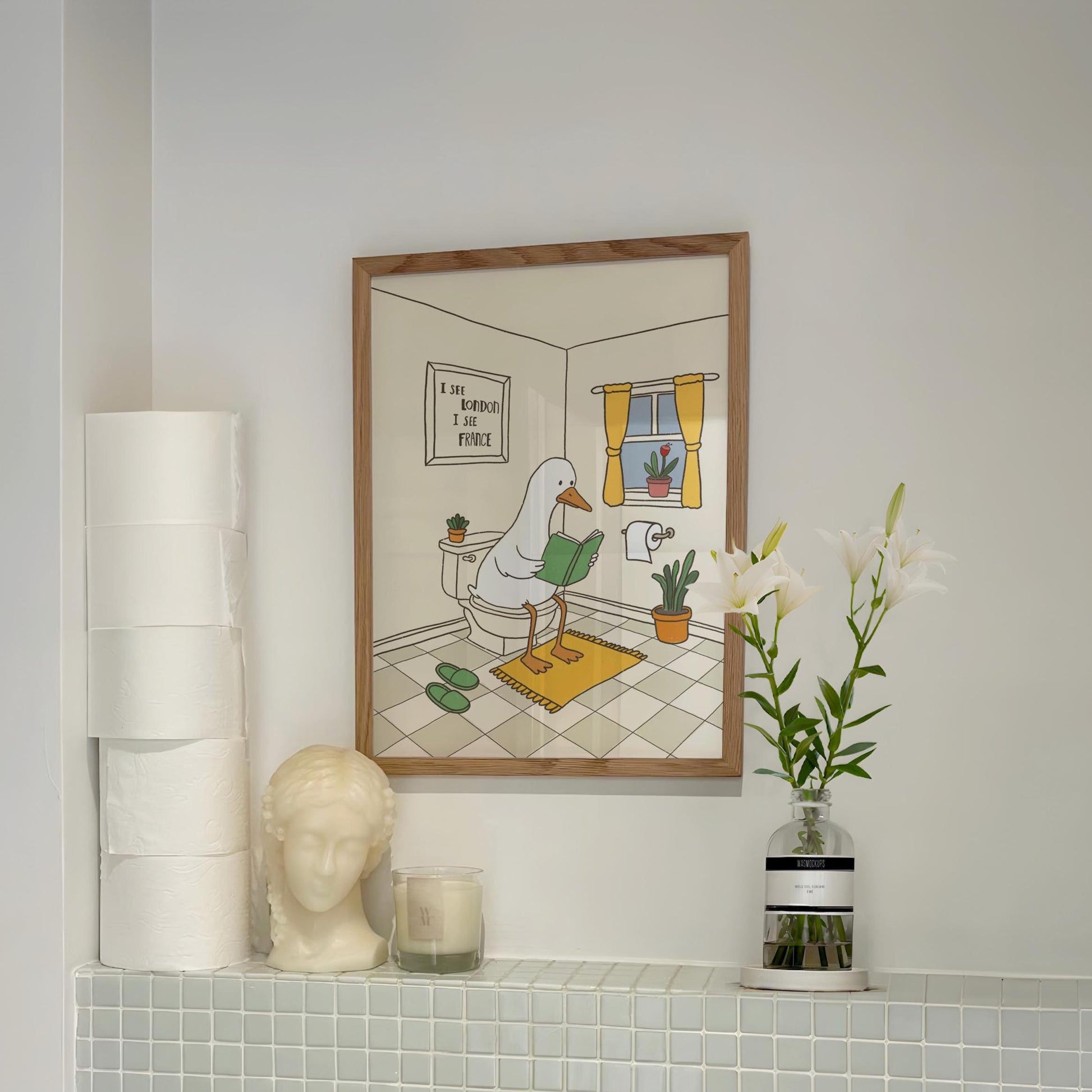 Funny Bathroom Print, Duck Wall Art, Cheeky Toilet Humor Decor MR72