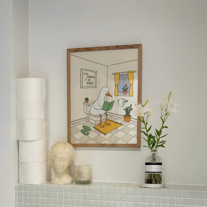 Funny Bathroom Print, Duck Wall Art, Cheeky Toilet Humor Decor MR72