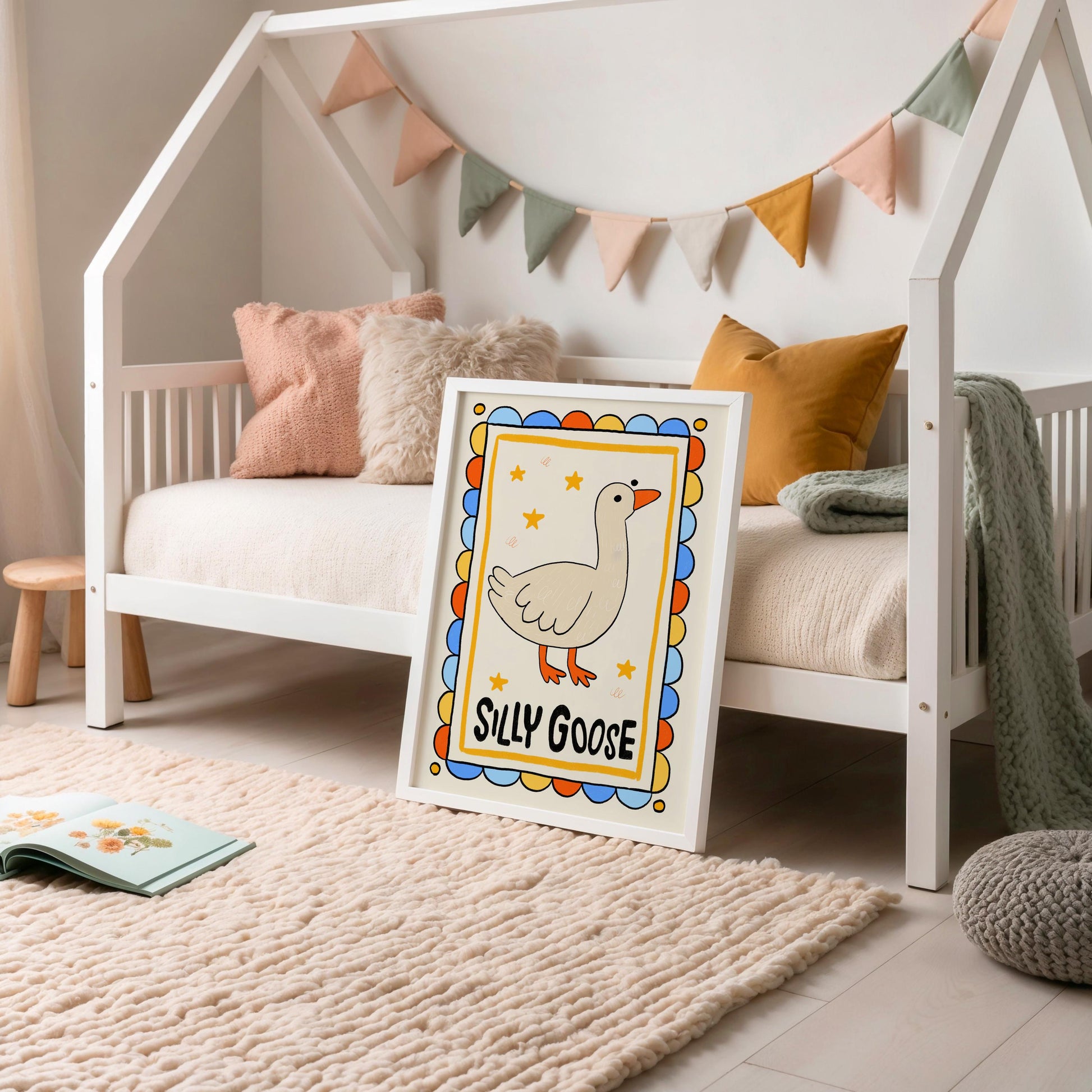 Silly Goose Nursery Print, Retro Animal Poster MR7