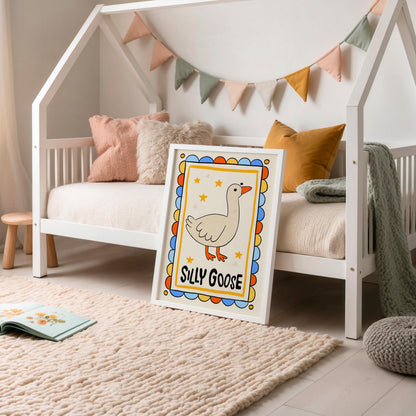 Silly Goose Nursery Print, Retro Animal Poster MR7