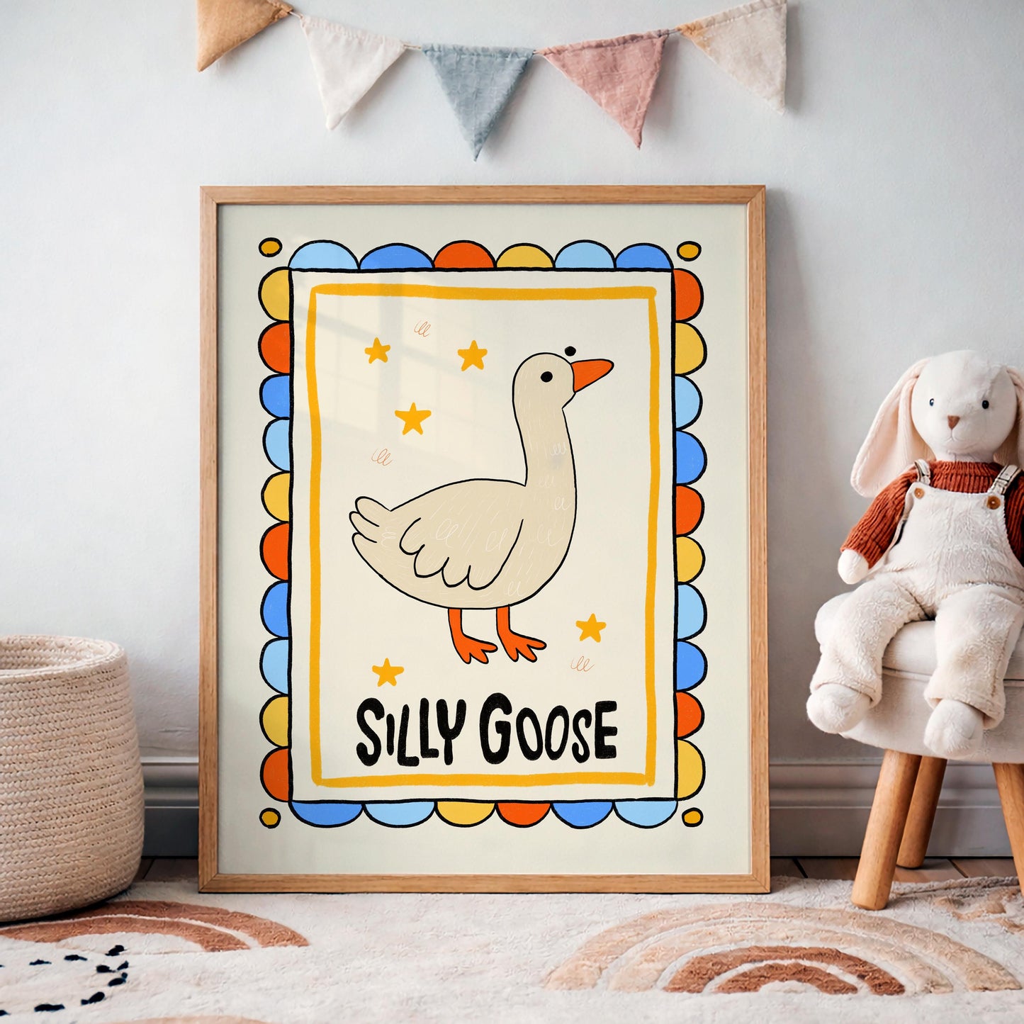 Silly Goose Nursery Print, Retro Animal Poster MR7