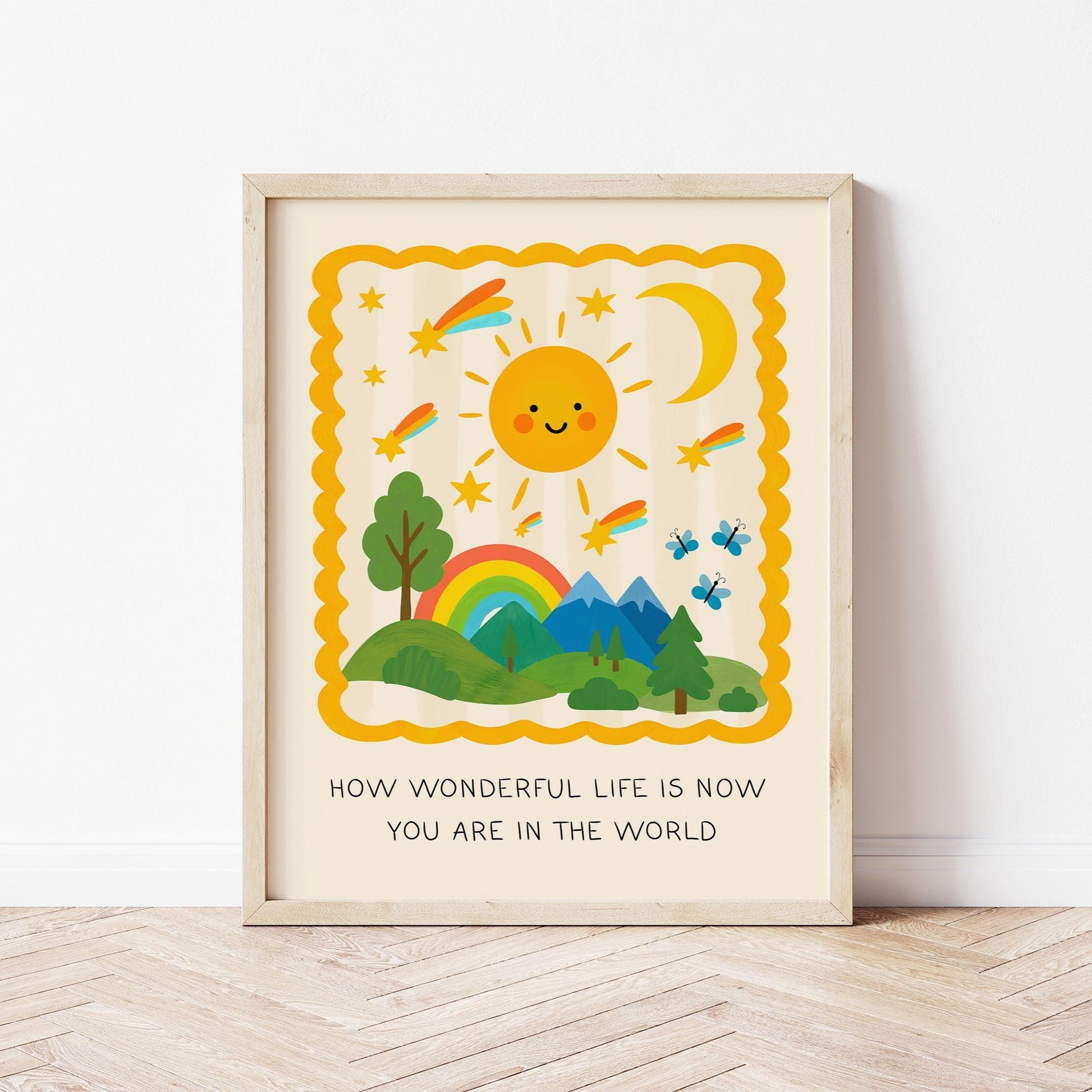 How Wonderful Life Is Now You're In The World Print, Nursery Wall Art, Kids Room Poster (MR16)