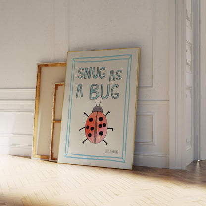 Snug as a Bug In A Rug Print, Ladybug Hand Drawing Nursery Wall Art, Apartment Quirky Decor, Kids Playroom Prints, Cute Nursery Poster MR12