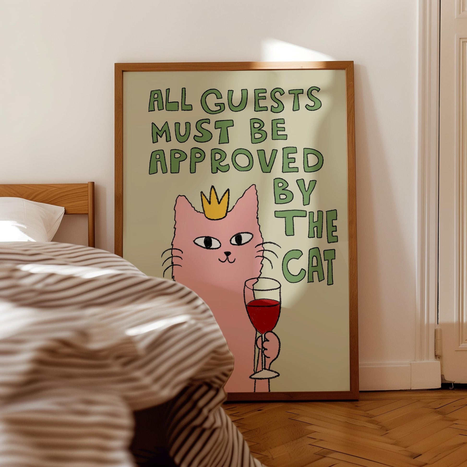All Guests Must Be Approved By The Cat Print, Wall Art, Cat Lover Gift MR78