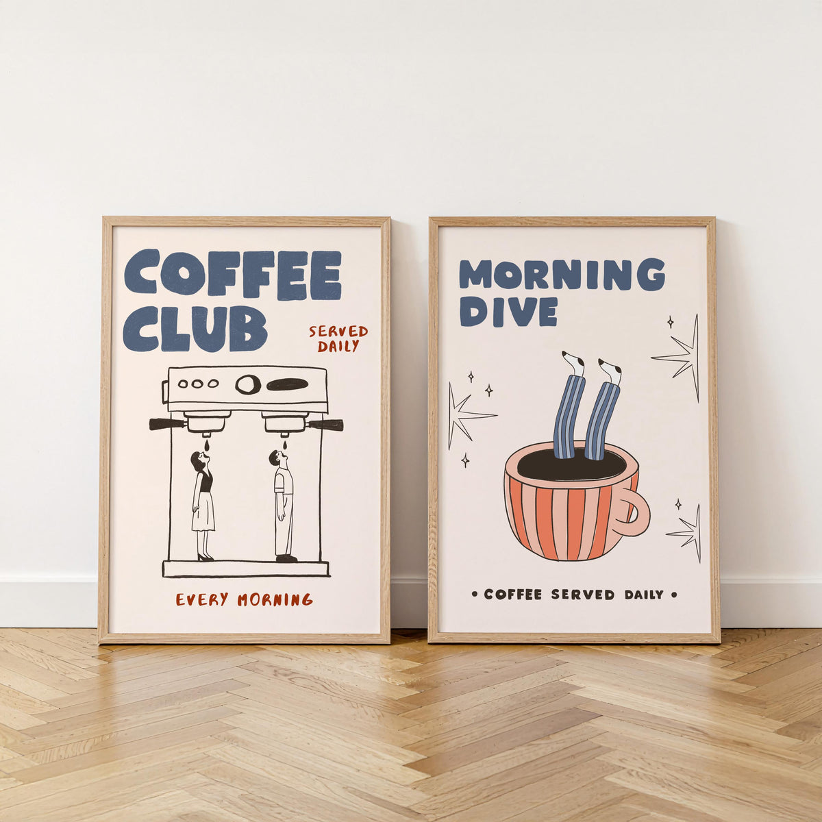 Coffee Bar Decor Set of 2 Posters, Espresso Print, Retro Kitchen Art, Coffee-Lover Gift