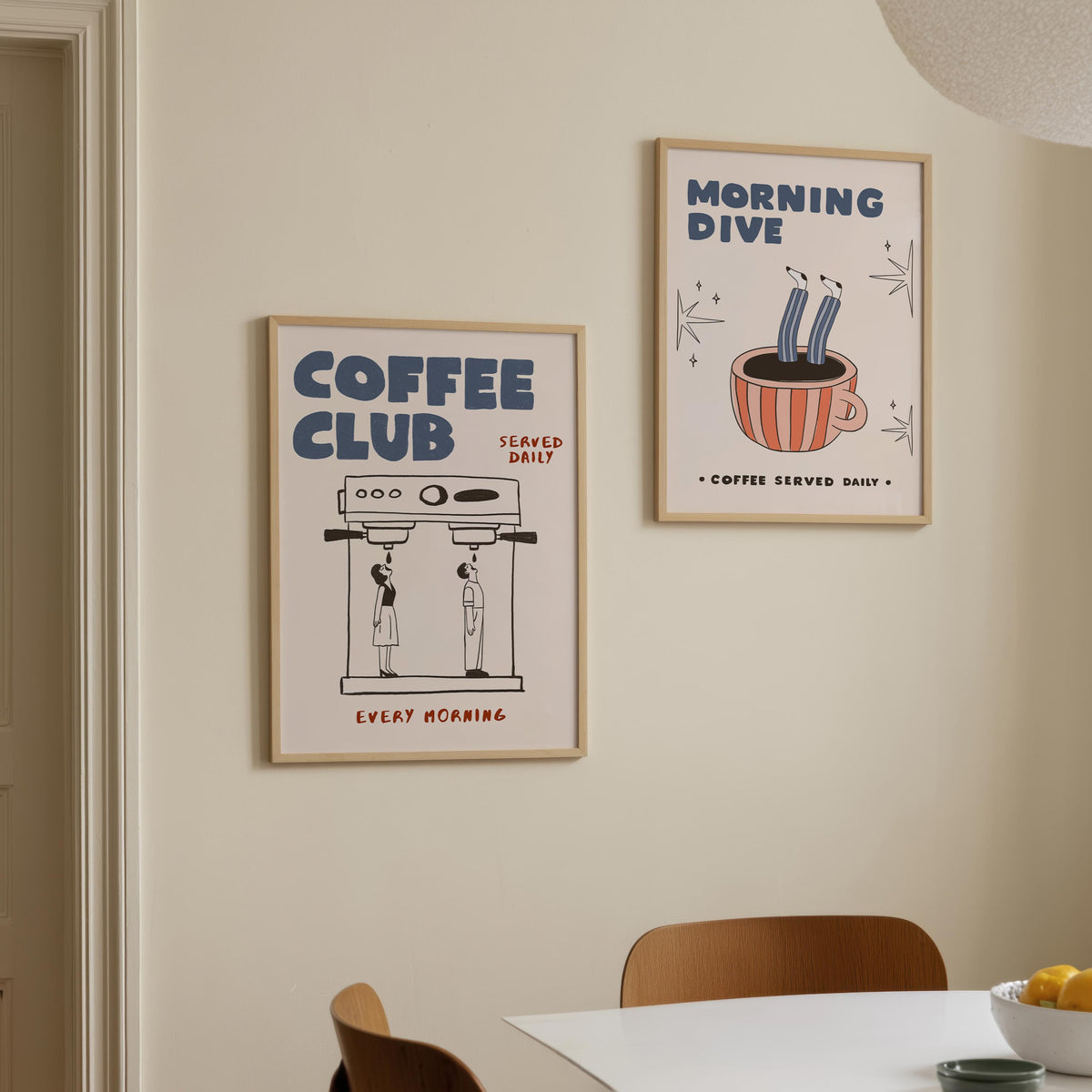 Coffee Bar Decor Set of 2 Posters, Espresso Print, Retro Kitchen Art, Coffee-Lover Gift