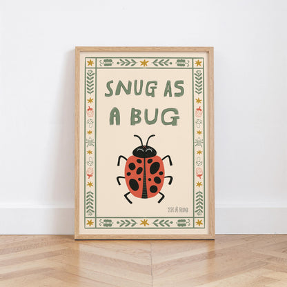 Snug as a Bug Poster, Ladybug Nursery Print, Toddler Wall Art, Playroom Decor MR80