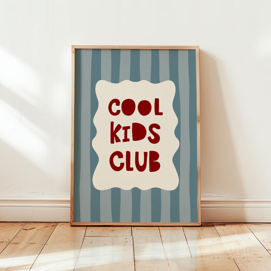 Cool Kids Club Print, Striped Kids Room Poster, Playroom Wall Decor MR32