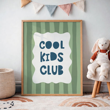 Cool Kids Club Print, Striped Kids Room Poster, Playroom Wall Decor MR32