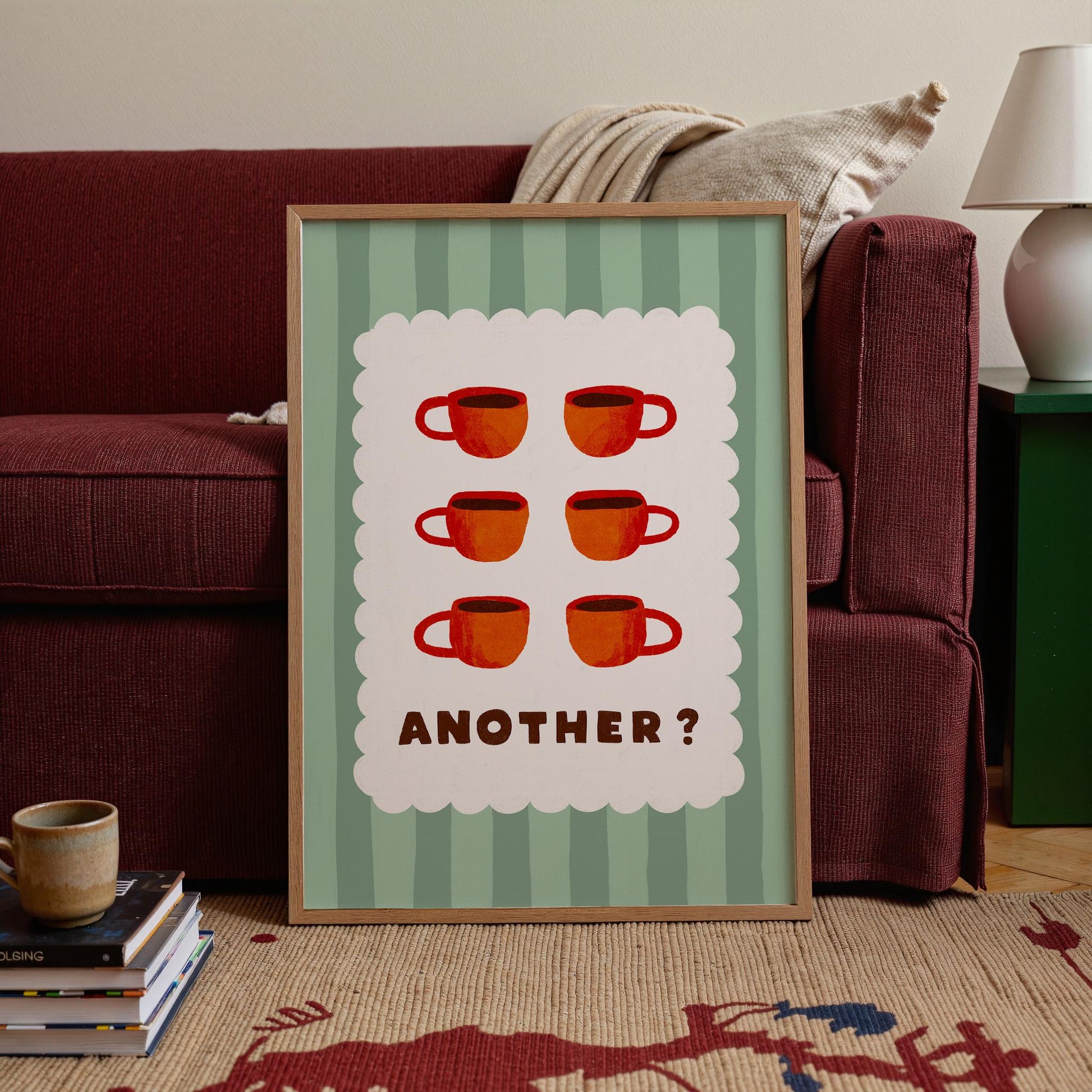 Espresso Cup Coffee Giclee Print, Coffee Wall Art, Retro Kitchen Decor, Sage Green MR63
