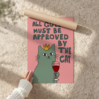 All Guests Must Be Approved By The Cat Print, Wall Art, Cat Lover Gift MR78