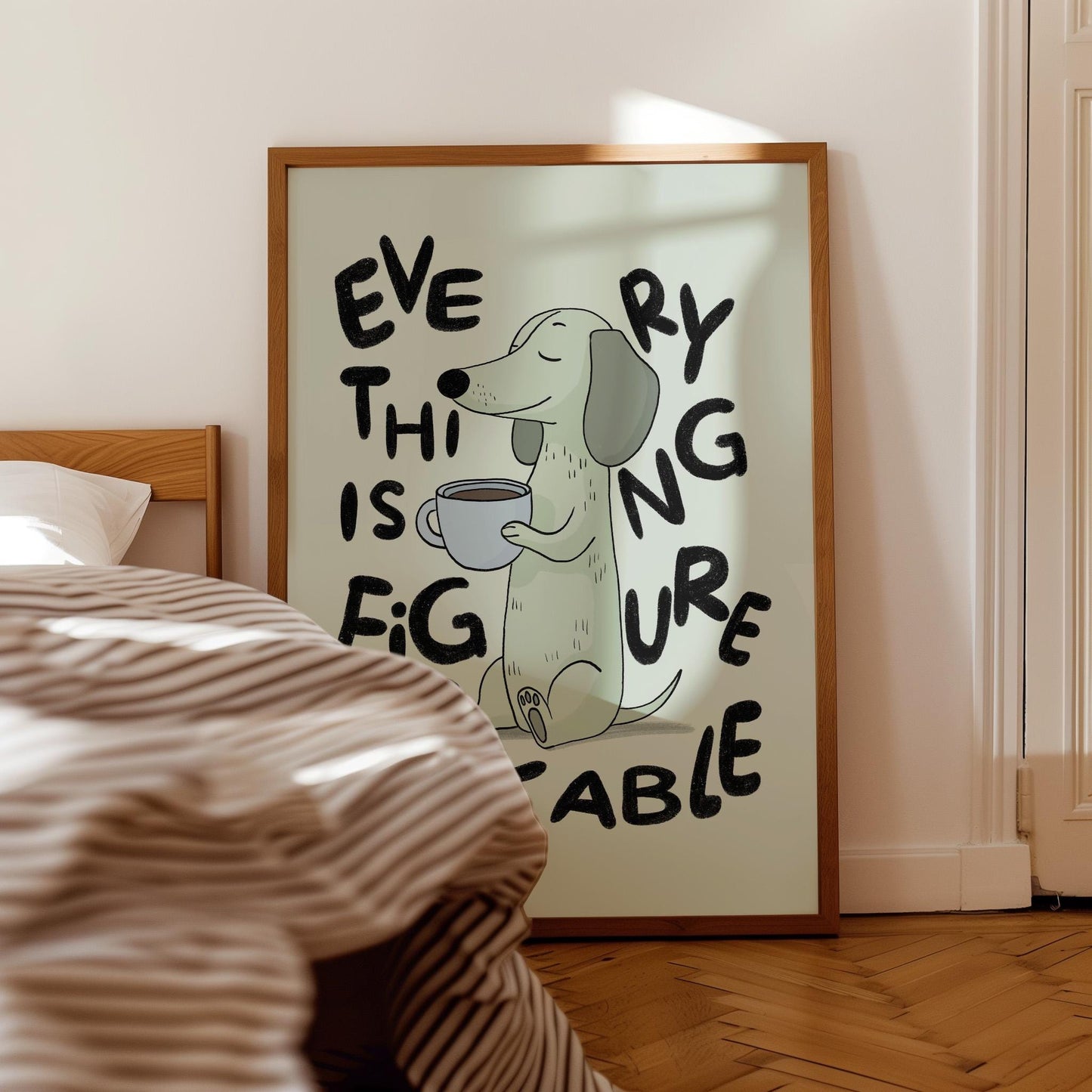 Everything Is Figureoutable Print, Positive Dog Poster, Coffee Office Decor MR4