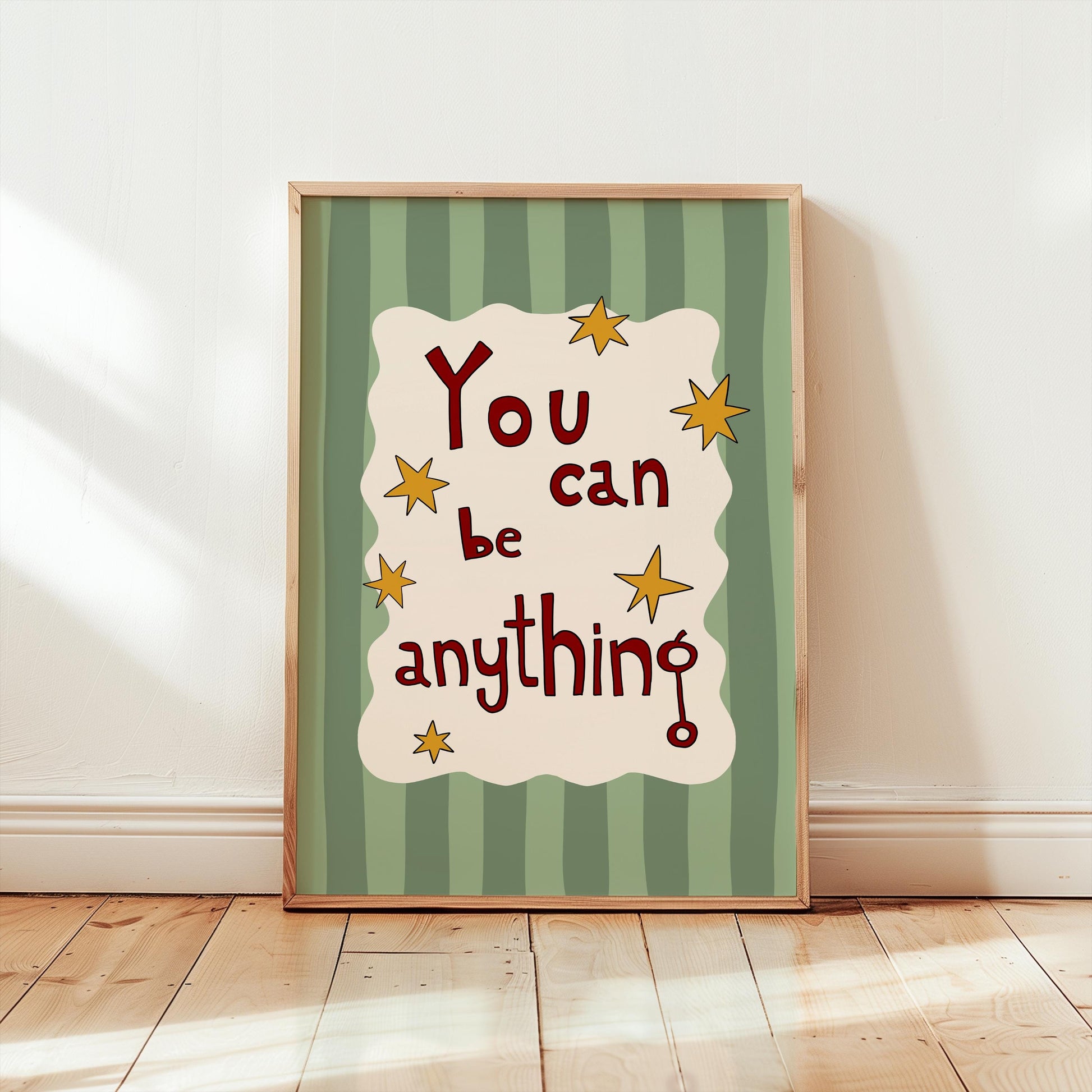 Kids Affirmation Wall Art, You Can Be Anything Print, Playroom hand drawn Typography Print MR35