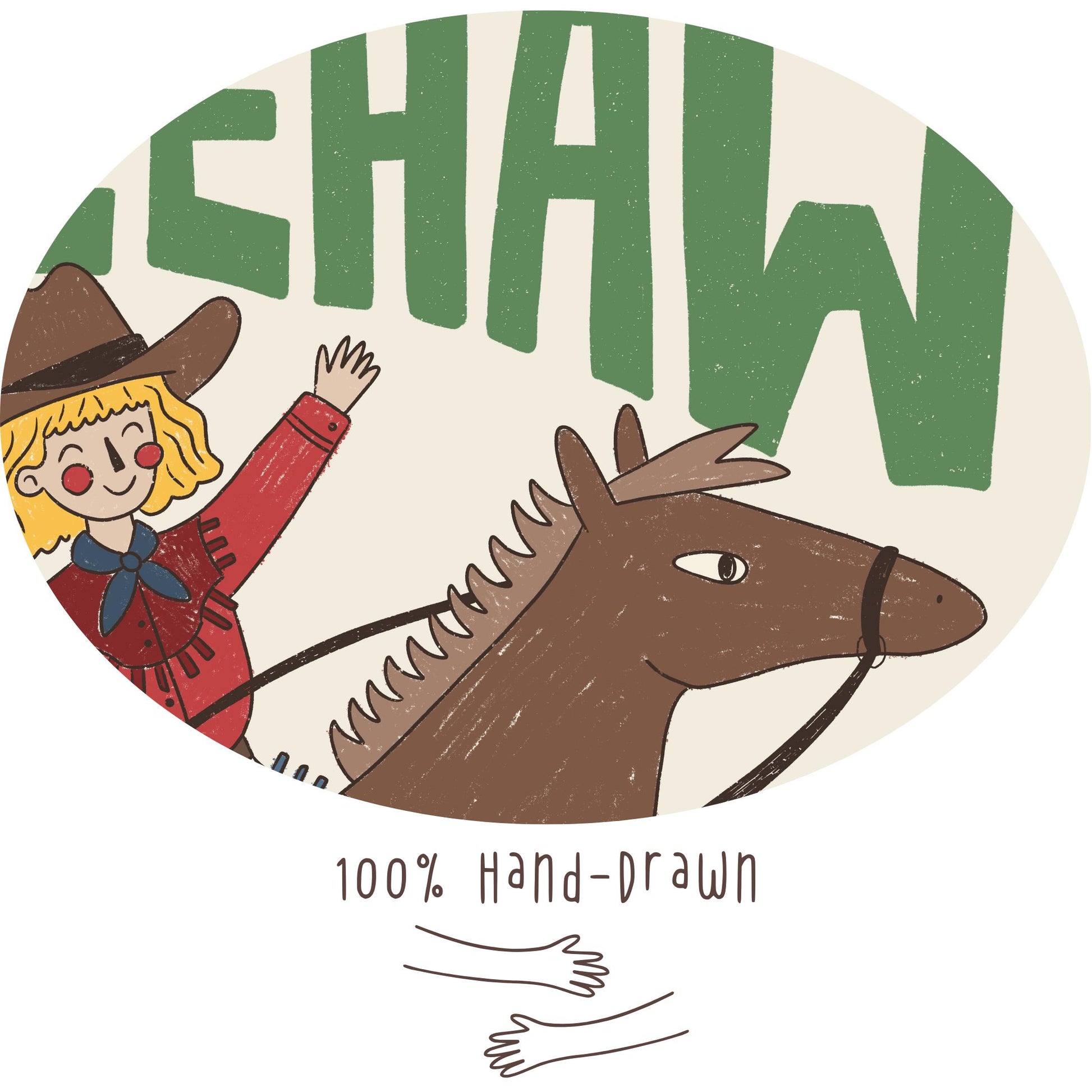 Yeehaw Western Wall Art, Cowgirl Horse Print, Kids Room Poster (MR89)