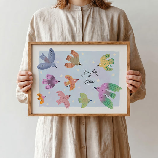 You Are So Loved Nursery Wall Art, Children's Bedroom Poster, Playroom Decor (MR70)