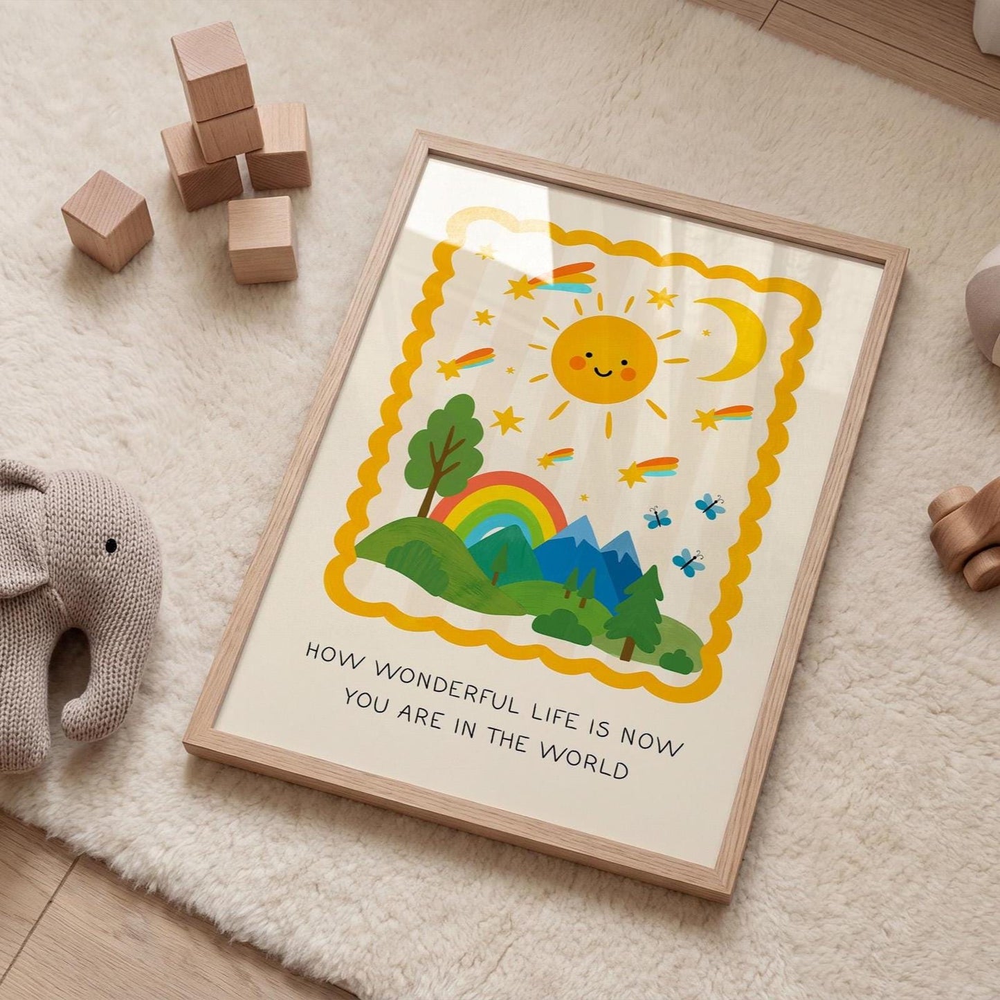 How Wonderful Life Is Now You're In The World Print, Nursery Wall Art, Kids Room Poster (MR16)