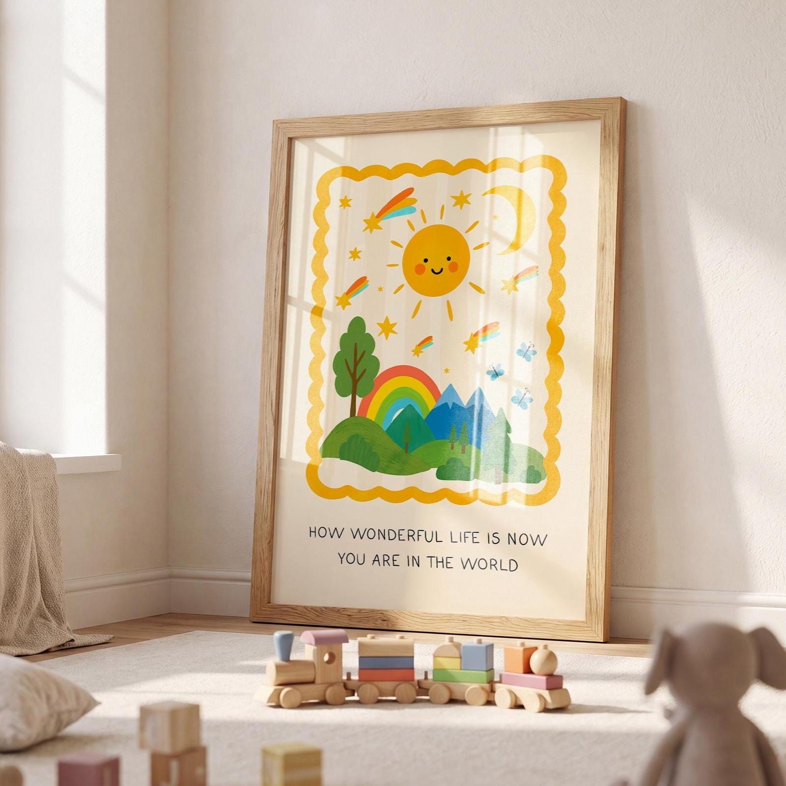 How Wonderful Life Is Now You're In The World Print, Nursery Wall Art, Kids Room Poster (MR16)